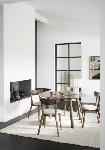 ROWICO Taransay spisebord, rund - brun marmor og brun eg (125)