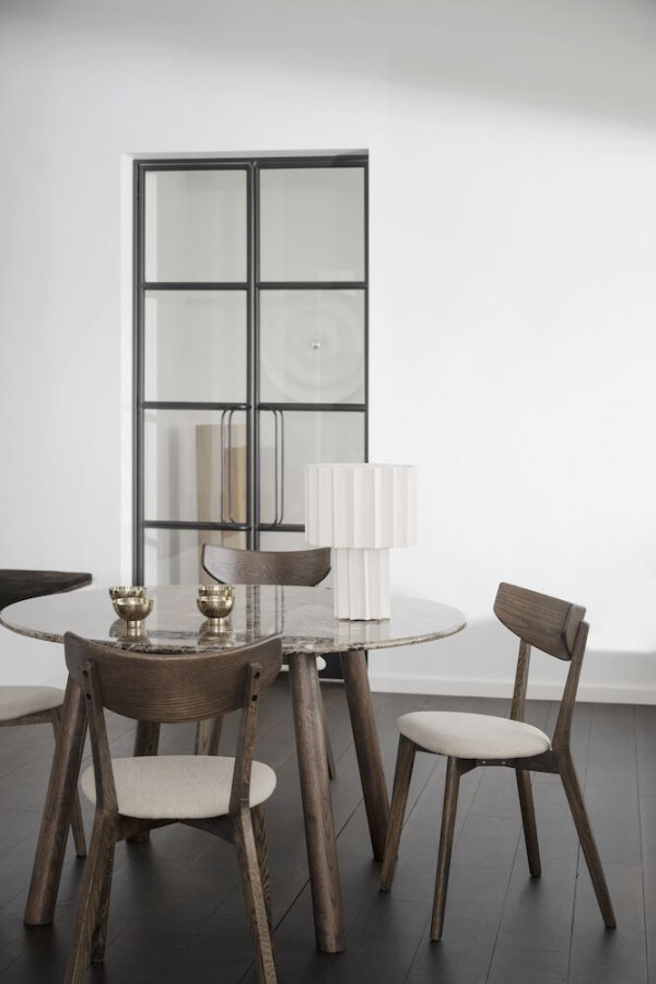 ROWICO Taransay spisebord, rund - brun marmor og brun eg (125)