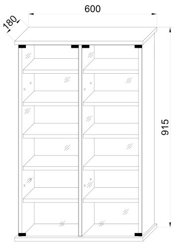 VCM NORDIC Tilano L reol til cd'ere og dvd'er, m. 2 glaslger og 10 hylder - hvid tr