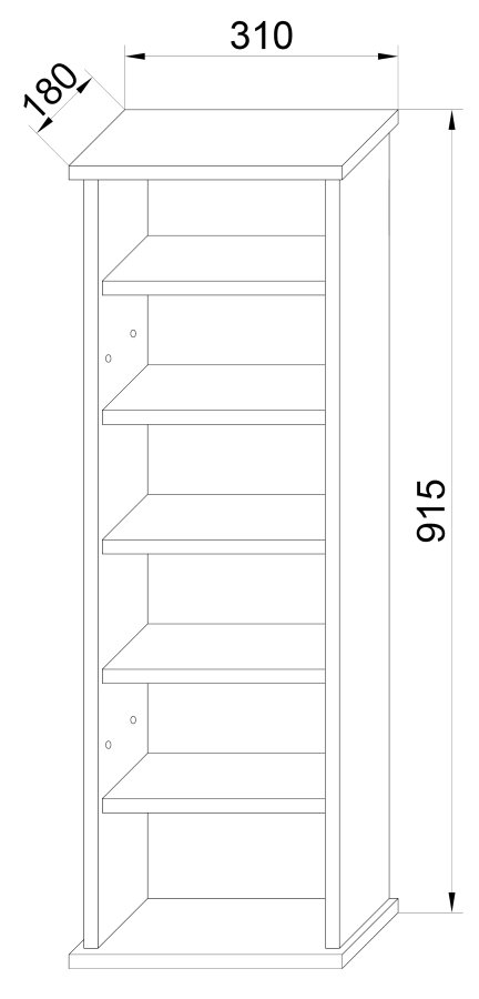VCM NORDIC Tilano M reol til cd'ere og dvd'er, m. 1 glaslge og 5 hylder - antracitgr tr