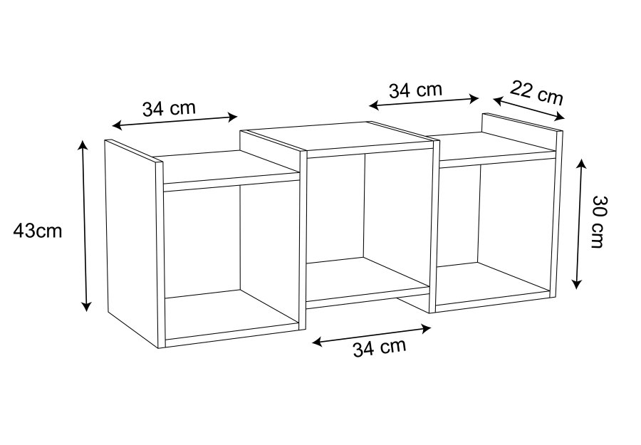 VCM NORDIC Trilas vghylde, m. 3 rum - hvid tr