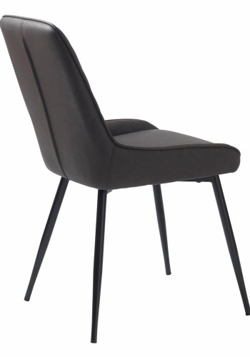 UNIQUE FURNITURE Milton spisebordsstol - mrkebrun PU og sort metal