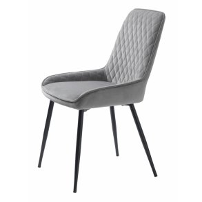 UNIQUE FURNITURE Milton spisebordsstol - gr polyester fljl og sort metal