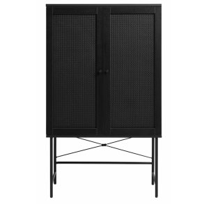 UNIQUE FURNITURE Pensacola skab, m. 2 lger og 2 hylder - sort polyrattan og sort melamin