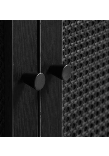 UNIQUE FURNITURE Pensacola skab, m. 2 lger og 2 hylder - sort polyrattan og sort melamin