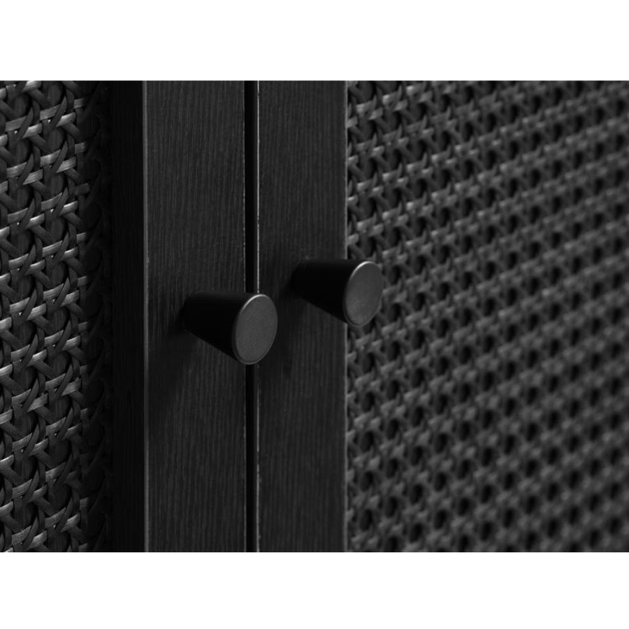 UNIQUE FURNITURE Pensacola skab, m. 2 lger og 2 hylder - sort polyrattan og sort melamin