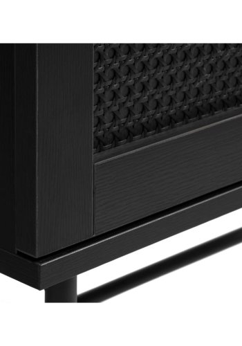 UNIQUE FURNITURE Pensacola skab, m. 2 lger og 2 hylder - sort polyrattan og sort melamin