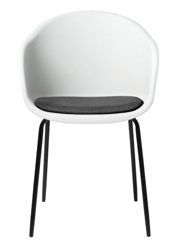 UNIQUE FURNITURE Topley spisebordsstol, m. armln - hvid polypropylen og sort metal