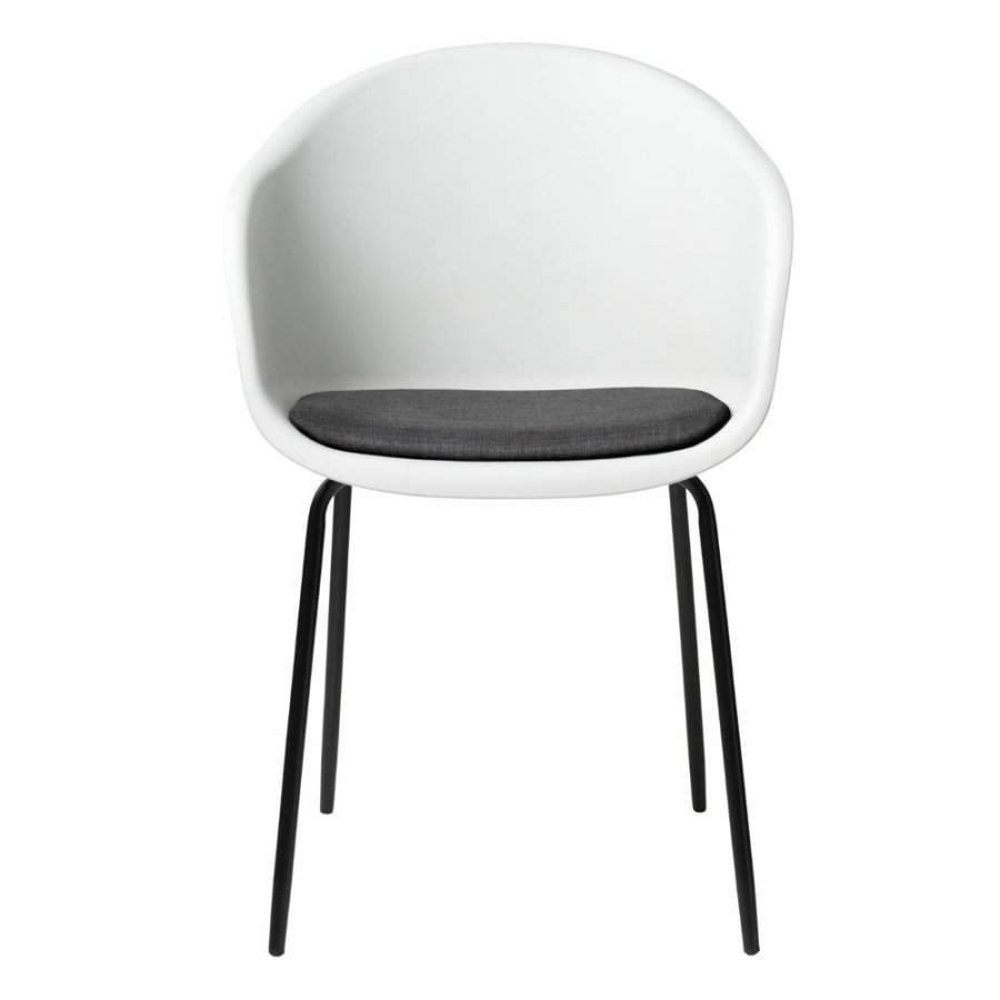 UNIQUE FURNITURE Topley spisebordsstol, m. armln - hvid polypropylen og sort metal