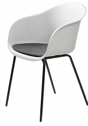 UNIQUE FURNITURE Topley spisebordsstol, m. armln - hvid polypropylen og sort metal