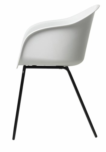 UNIQUE FURNITURE Topley spisebordsstol, m. armln - hvid polypropylen og sort metal