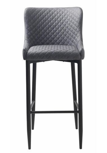 UNIQUE FURNITURE Ottowa barstol, m. rygln og fodsttte - gr PU og sort metal