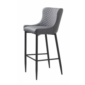 UNIQUE FURNITURE Ottowa barstol, m. rygln og fodsttte - gr PU og sort metal