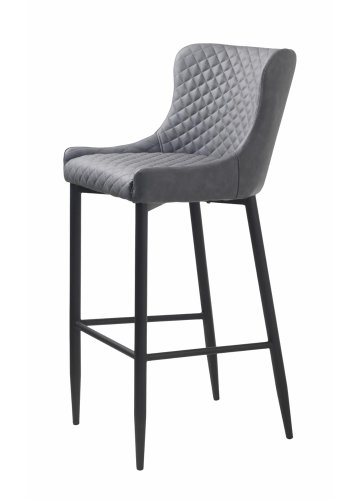 UNIQUE FURNITURE Ottowa barstol, m. rygln og fodsttte - gr PU og sort metal
