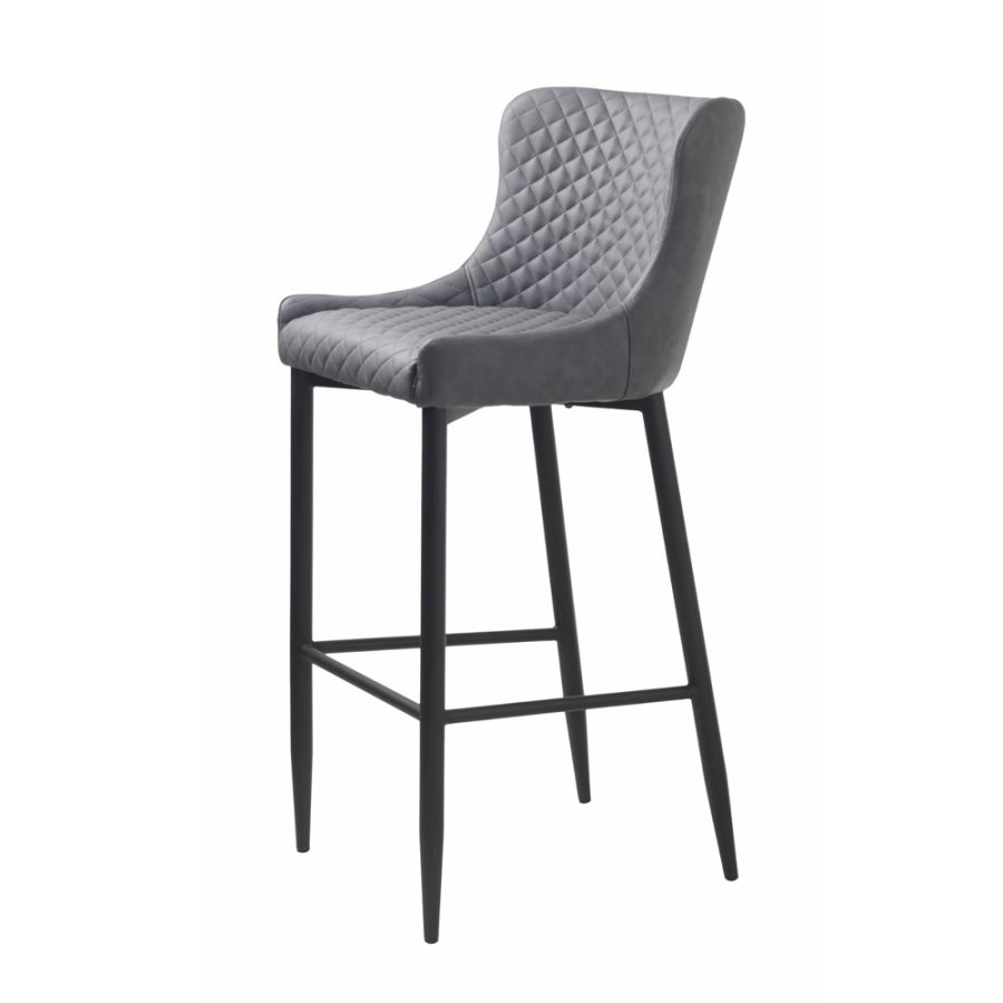 UNIQUE FURNITURE Ottowa barstol, m. rygln og fodsttte - gr PU og sort metal
