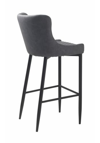 UNIQUE FURNITURE Ottowa barstol, m. rygln og fodsttte - gr PU og sort metal