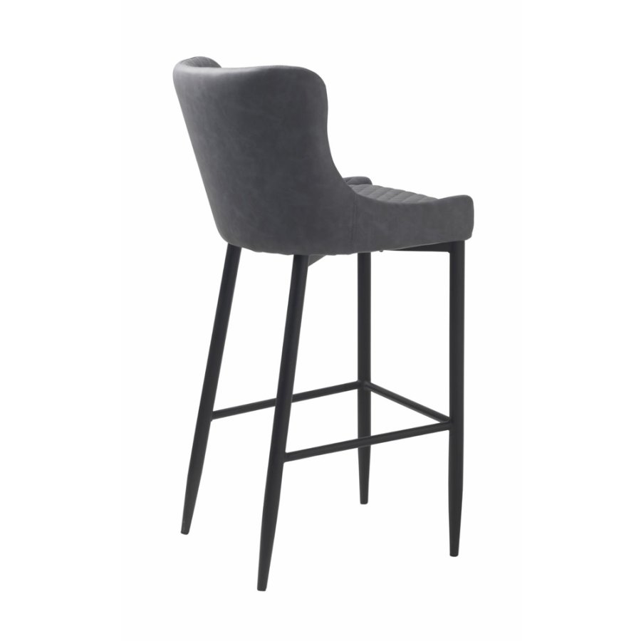 UNIQUE FURNITURE Ottowa barstol, m. rygln og fodsttte - gr PU og sort metal