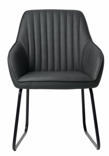 UNIQUE FURNITURE Brooks spisebordsstol, m. armln - mrkegr PU og sort metal