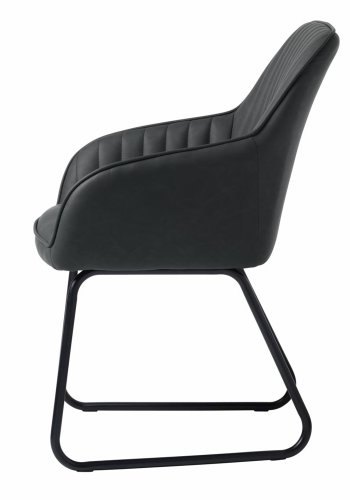 UNIQUE FURNITURE Brooks spisebordsstol, m. armln - mrkegr PU og sort metal