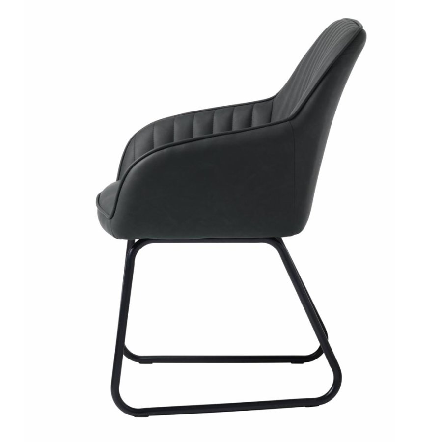 UNIQUE FURNITURE Brooks spisebordsstol, m. armln - mrkegr PU og sort metal