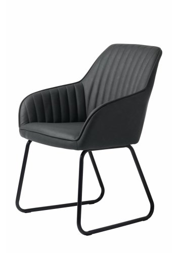 UNIQUE FURNITURE Brooks spisebordsstol, m. armln - mrkegr PU og sort metal