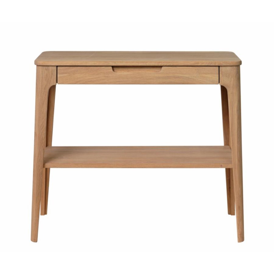 UNIQUE FURNITURE Amalfi konsolbord, m. 1 hylde og 1 skuffe - natur egfinér (90x37)