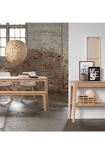 UNIQUE FURNITURE Amalfi konsolbord, m. 1 hylde og 1 skuffe - natur egfinér (90x37)