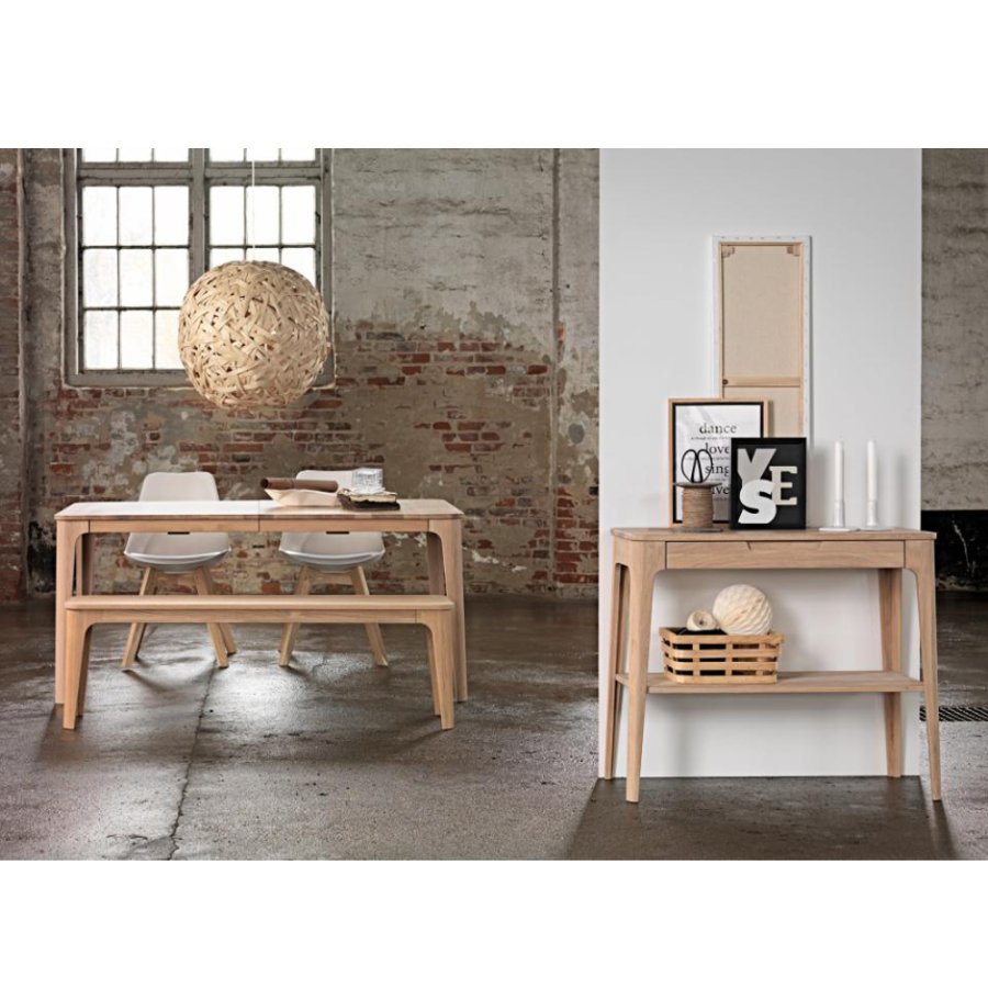 UNIQUE FURNITURE Amalfi konsolbord, m. 1 hylde og 1 skuffe - natur egfinér (90x37)