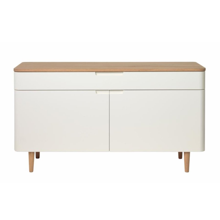 UNIQUE FURNITURE Amalfi sknk, m. 2 lger og 1 skuffe - hvid MDF og hvidolieret egfinér/eg