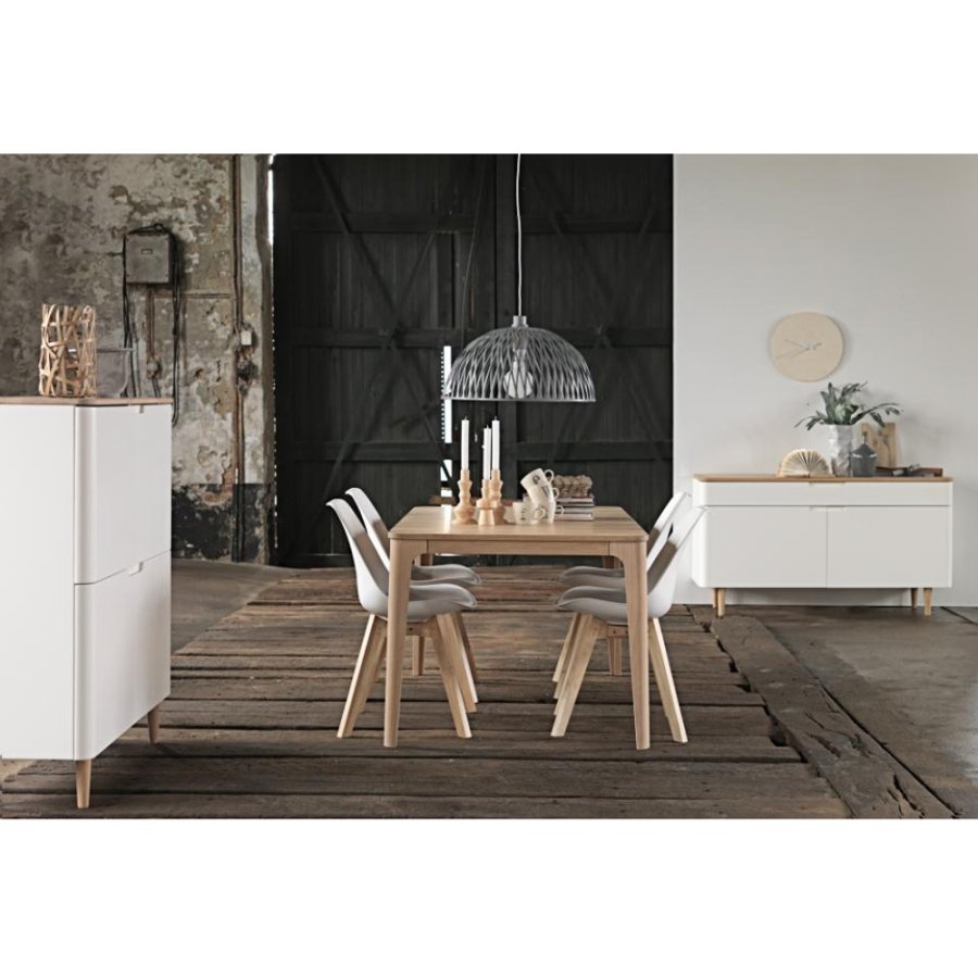 UNIQUE FURNITURE Amalfi sknk, m. 2 lger og 1 skuffe - hvid MDF og hvidolieret egfinér/eg