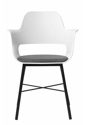 UNIQUE FURNITURE Whistler spisebordsstol, m. armln - hvid polypropylen og sort metal