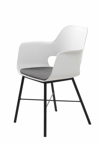 UNIQUE FURNITURE Whistler spisebordsstol, m. armln - hvid polypropylen og sort metal