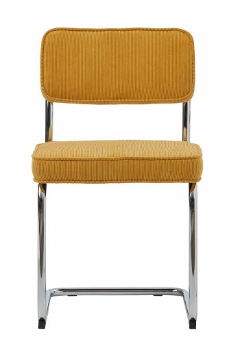 UNIQUE FURNITURE Rupert spisebordsstol - gul cordoroy polyester fljl og krom metal