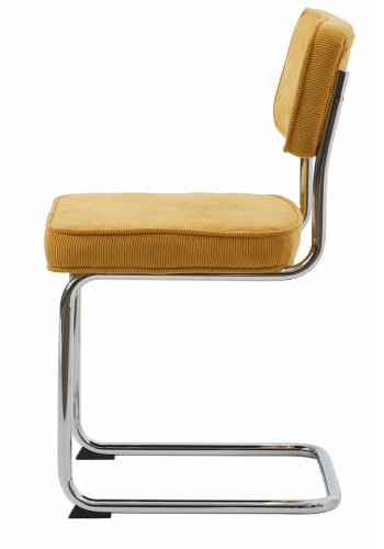 UNIQUE FURNITURE Rupert spisebordsstol - gul cordoroy polyester fljl og krom metal