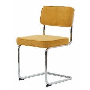 UNIQUE FURNITURE Rupert spisebordsstol - gul cordoroy polyester fljl og krom metal