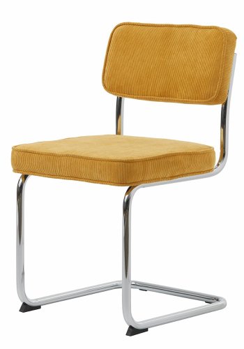 UNIQUE FURNITURE Rupert spisebordsstol - gul cordoroy polyester fljl og krom metal