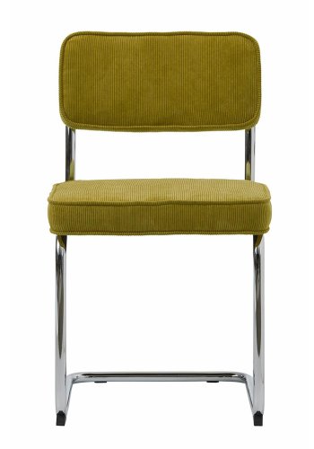 UNIQUE FURNITURE Rupert spisebordsstol - grn cordoroy polyester fljl og krom metal