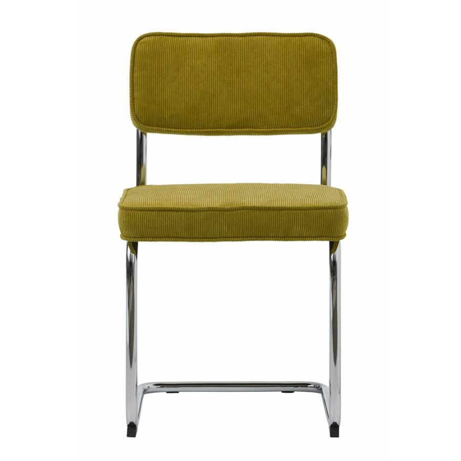 UNIQUE FURNITURE Rupert spisebordsstol - grn cordoroy polyester fljl og krom metal