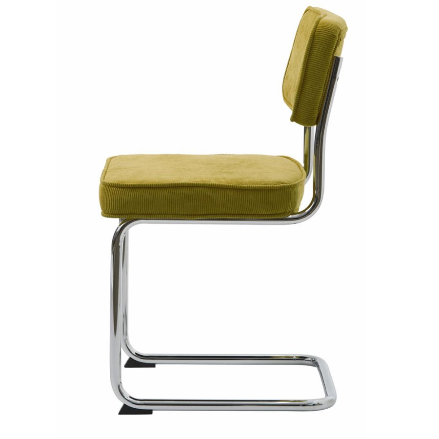 UNIQUE FURNITURE Rupert spisebordsstol - grn cordoroy polyester fljl og krom metal