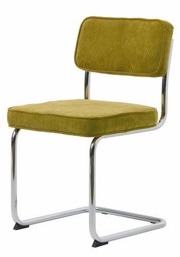 UNIQUE FURNITURE Rupert spisebordsstol - grn cordoroy polyester fljl og krom metal