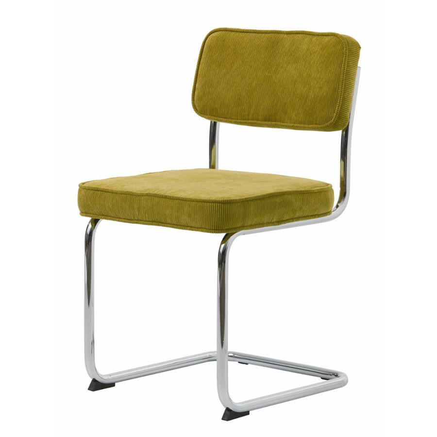 UNIQUE FURNITURE Rupert spisebordsstol - grn cordoroy polyester fljl og krom metal