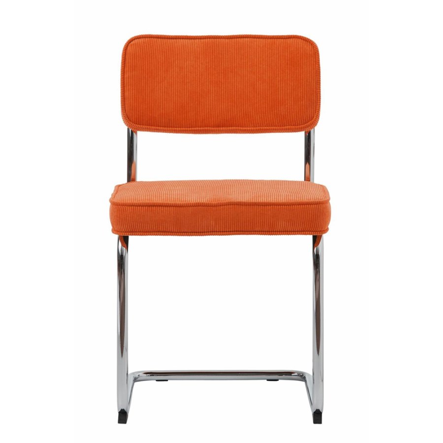 UNIQUE FURNITURE Rupert spisebordsstol - orange cordoroy polyester fljl og krom metal