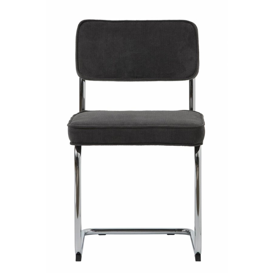 UNIQUE FURNITURE Rupert spisebordsstol - gr cordoroy polyester fljl og krom metal