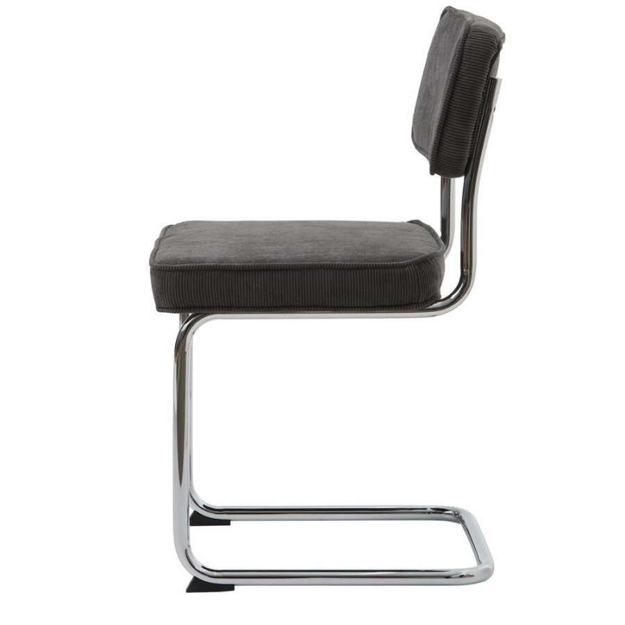 UNIQUE FURNITURE Rupert spisebordsstol - gr cordoroy polyester fljl og krom metal