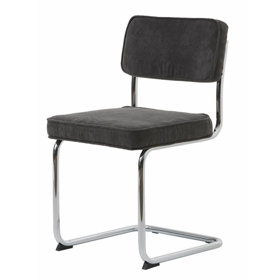 UNIQUE FURNITURE Rupert spisebordsstol - gr cordoroy polyester fljl og krom metal