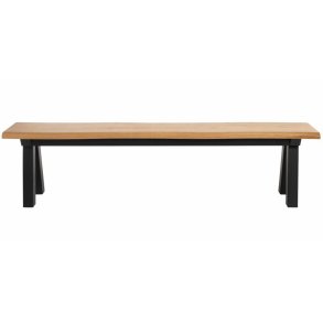 UNIQUE FURNITURE Oliveto bnk, m. blget kant - natur vild eg og sort metal (180x34)