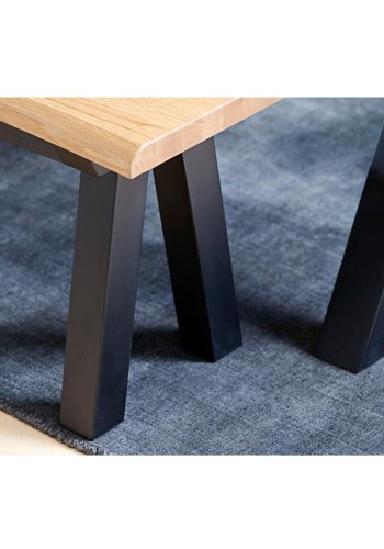 UNIQUE FURNITURE Oliveto bnk, m. blget kant - natur vild eg og sort metal (180x34)