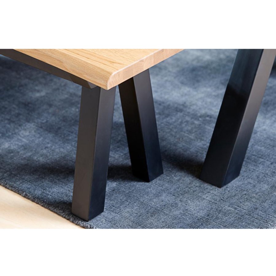 UNIQUE FURNITURE Oliveto bnk, m. blget kant - natur vild eg og sort metal (180x34)