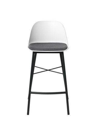 UNIQUE FURNITURE Whistler counterstol, m. rygln og fodsttte - hvid polypropylen og sort metal