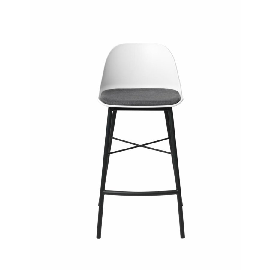UNIQUE FURNITURE Whistler counterstol, m. rygln og fodsttte - hvid polypropylen og sort metal